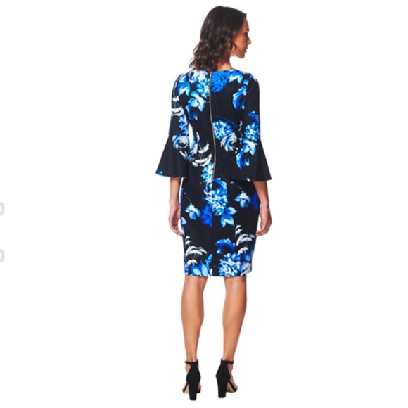 Calvin Klein Bell Sleeve Floral Print Shift Dress - Picture 3 of 7